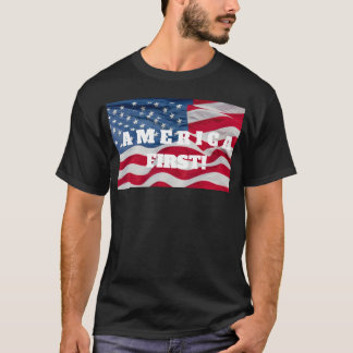 Camiseta AMÉRICA PRIMEIRO T com Bandeira Acenando!