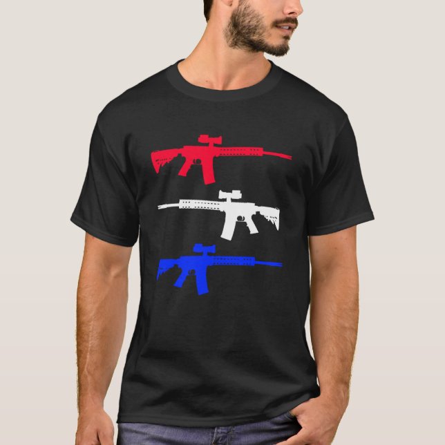 Camiseta America Rifles Conservative Gun Segunda Emenda L (Frente)