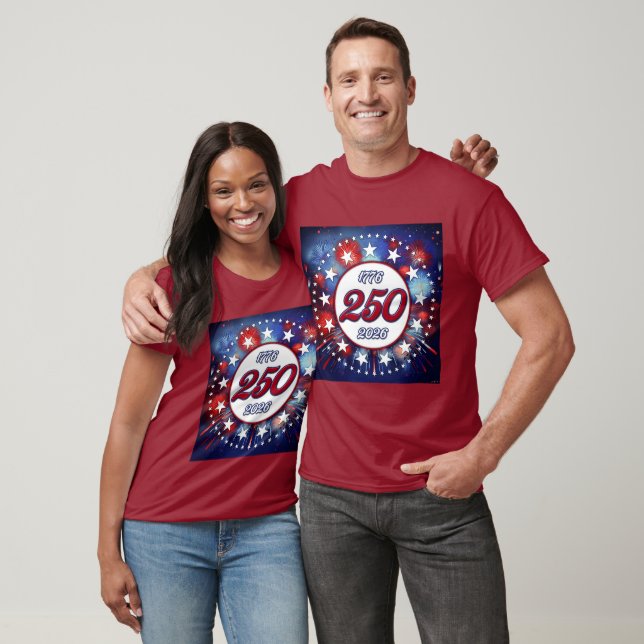 Camiseta America’s 250th Birthday Graphic Fireworks Burst W (Unissex)