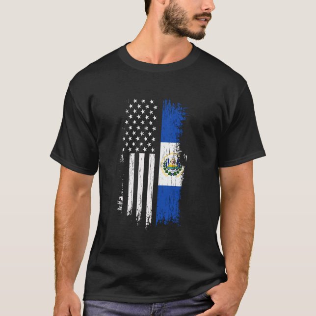 Camiseta América salvadorenha Bandeira El Salvador EUA (Frente)
