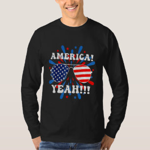 Camiseta América Sim Óculos Solares Americanos 4 De Julho U