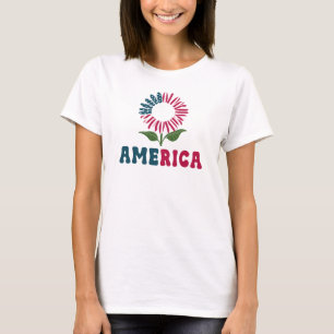 Camiseta América Sunflower, 4 De Julho De Bandeira