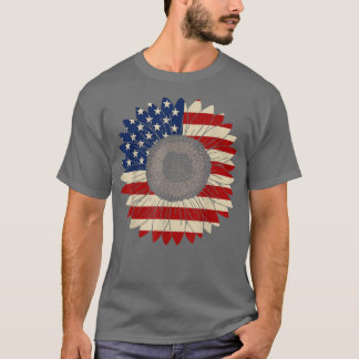 Camiseta América Sunflower Usa Flag T-Shirt