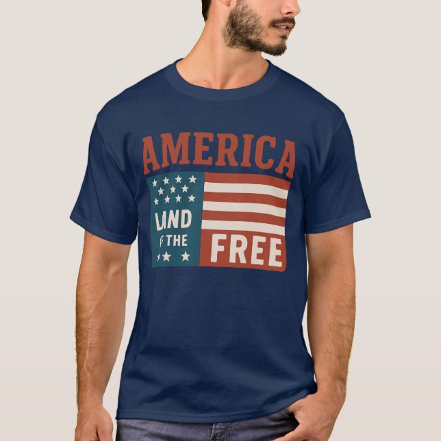 Camiseta América terra da arte da rede de bandeira livre (Frente)