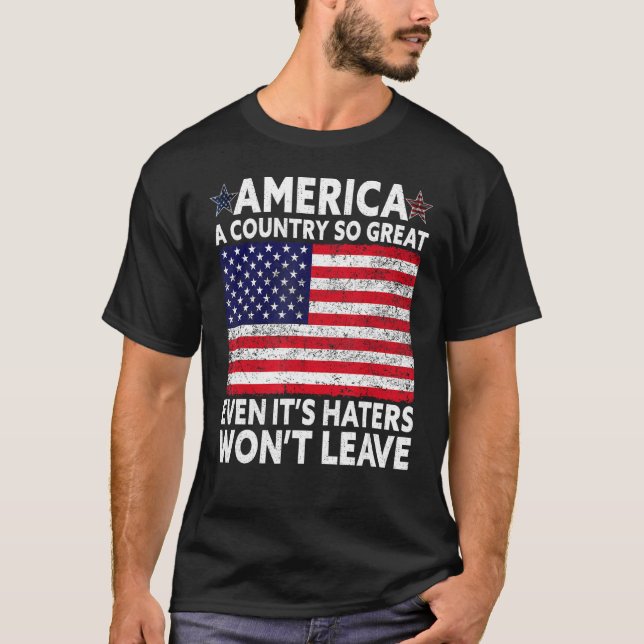 Camiseta América, um país tão Excelente e engraçado Bandeir (Frente)