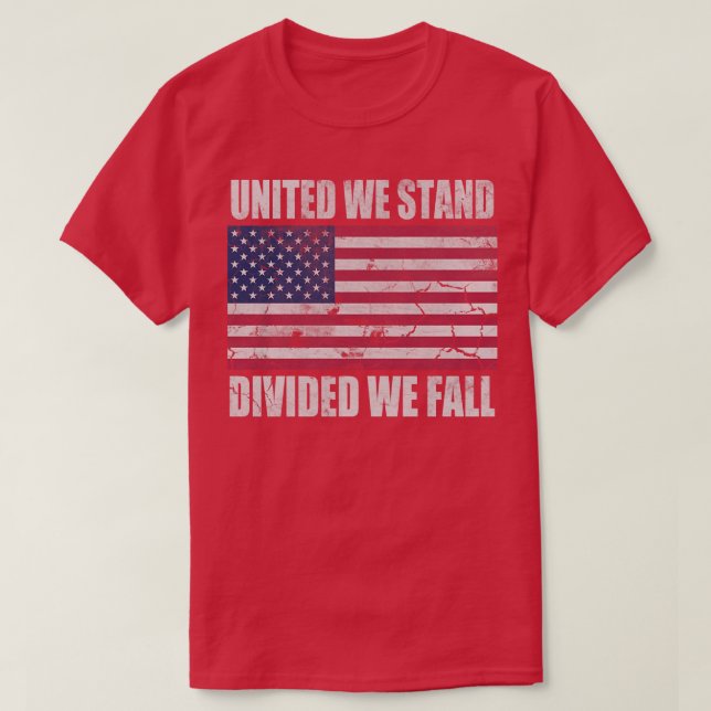 Camiseta América Unidos Estaremos Divididos Nós Cairemos (Frente do Design)
