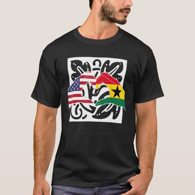 Camiseta America USA American Ghana Ghanaian Melanin Mixed  (Frente)