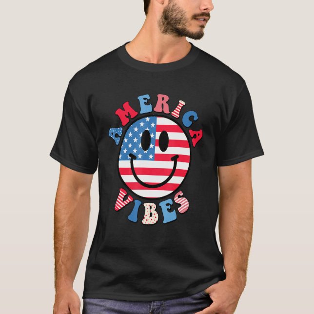 Camiseta America Vibes Cute Smile Face USA American Flag 4t (Frente)