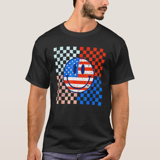 Camiseta America Vibes Cute Smile Face USA American Flag 4t (Frente)