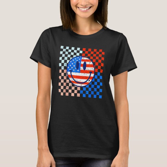 Camiseta America Vibes Cute Smile Face USA American Flag 4t (Frente)