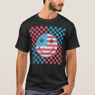 Camiseta América Vibes Feliz Rosto Sorria Bandeira American