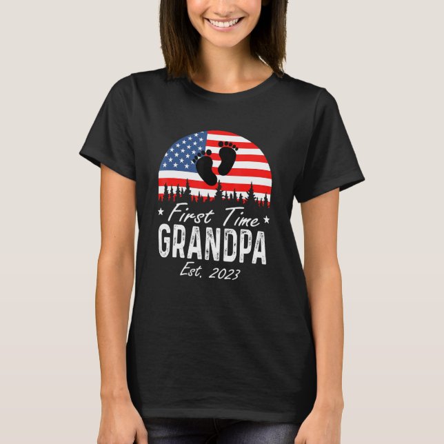 Camiseta America Vibes First Time To Be Grandpa 2023 New Gr (Frente)