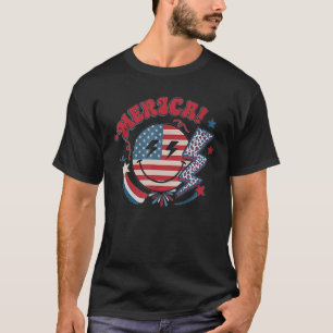 Camiseta America Vibes Happy Face Smile Flower American 4th