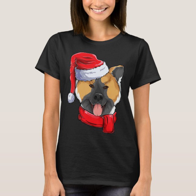 Camiseta American Akita Dog Santa Claus Apparel  Christmas  (Frente)