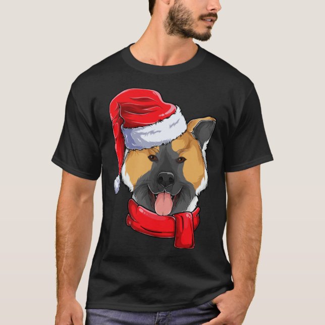 Camiseta American Akita Dog Santa Claus Apparel  Christmas  (Frente)