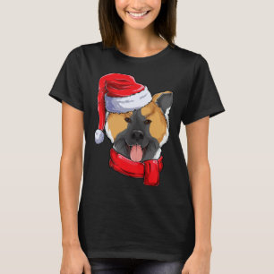 Camiseta American Akita Dog Santa Claus Roupa Natal