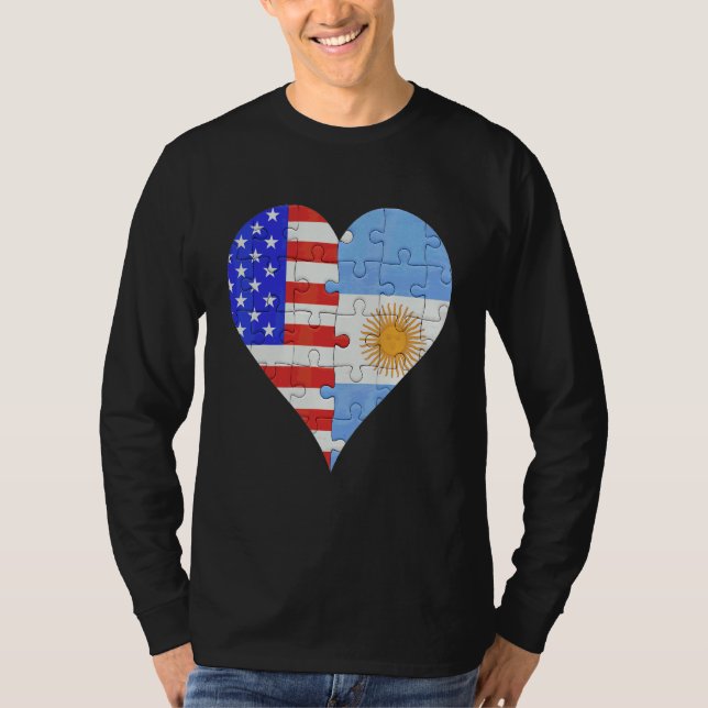 Camiseta American Argentinian Flag Heart (Frente)