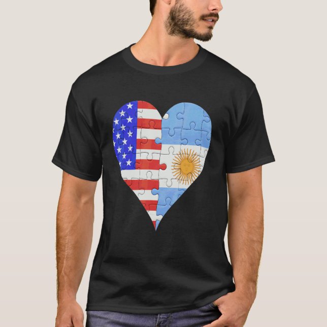 Camiseta American Argentinian Flag Heart (Frente)