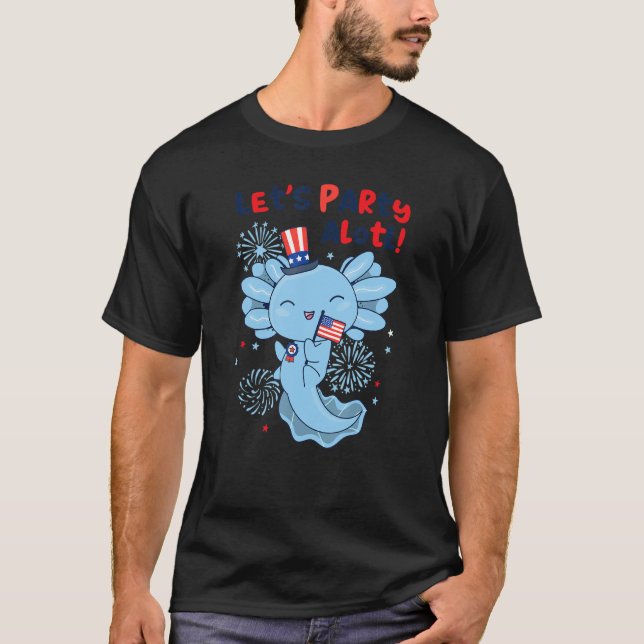 Camiseta American Axolotl 4th Of July Party Alotl Fireworks (Frente)