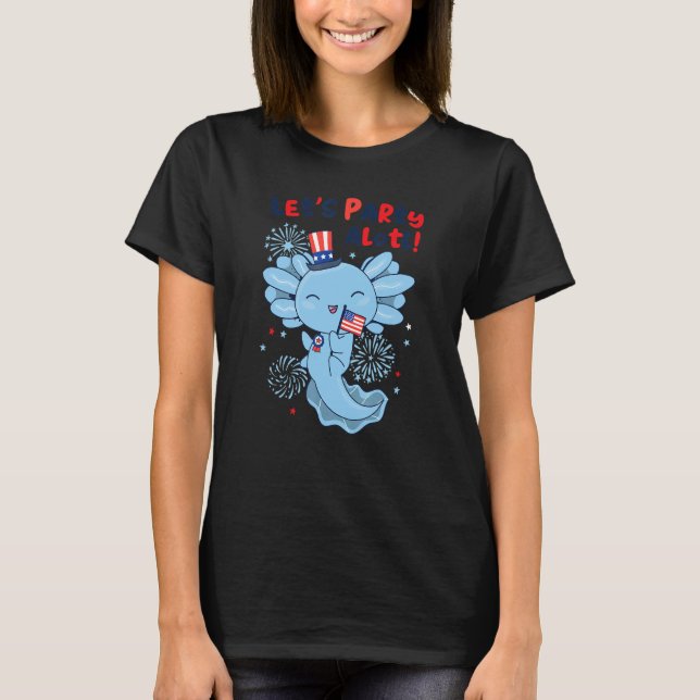 Camiseta American Axolotl 4th Of July Party Alotl Fireworks (Frente)