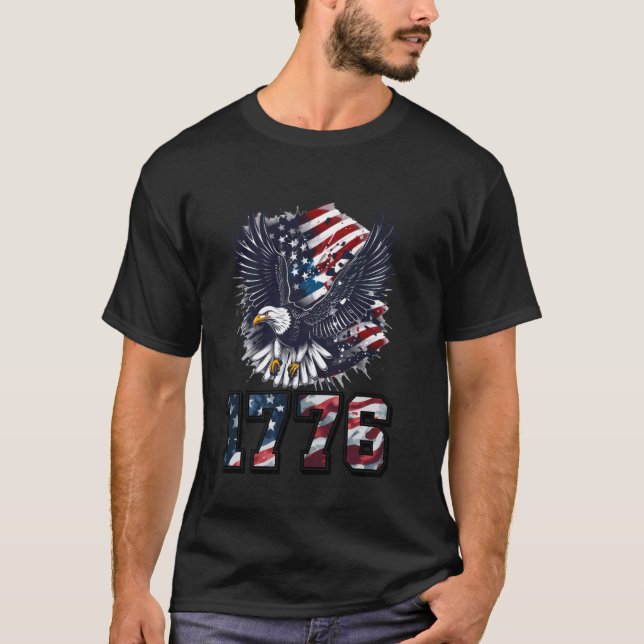 Camiseta American Bald Eagle Declaração de Indepen (Frente)