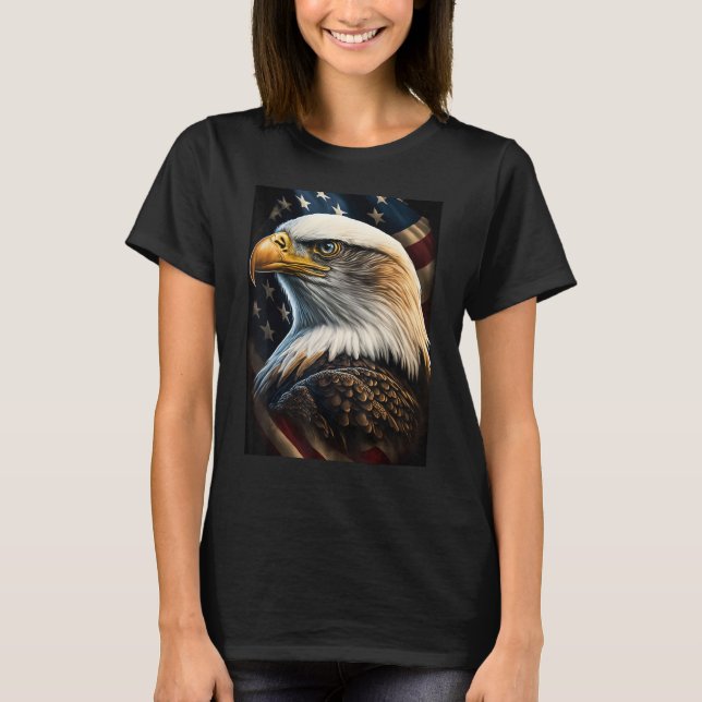 Camiseta American Bald Eagle Eyes Flag Country (Frente)
