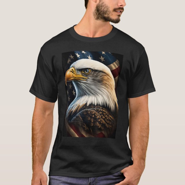 Camiseta American Bald Eagle Eyes Flag Country (Frente)