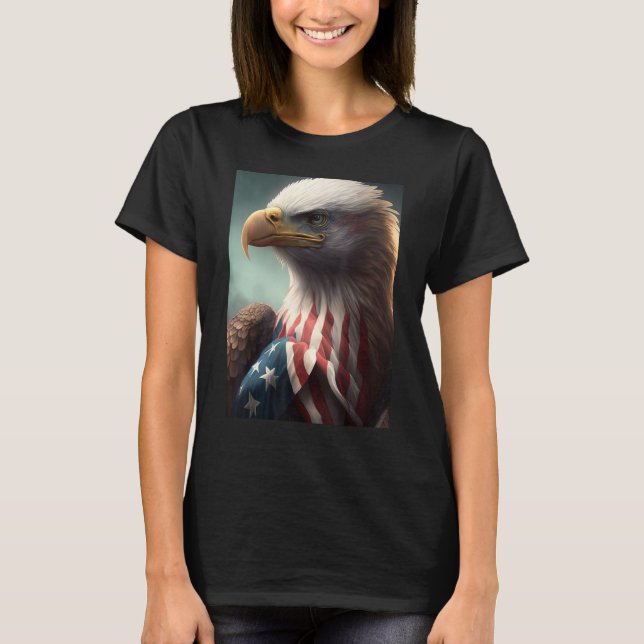 Camiseta American Bald Eagle Eyes Flag Country 10 (Frente)
