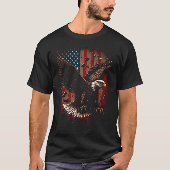 Camiseta American Bald Eagle Eyes Flag Country 2 (Frente)