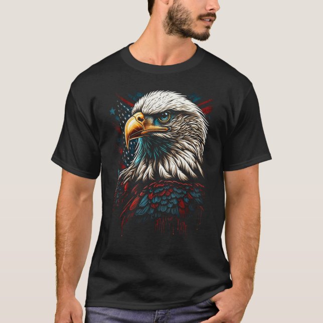 Camiseta American Bald Eagle Eyes Flag Country 3 (Frente)