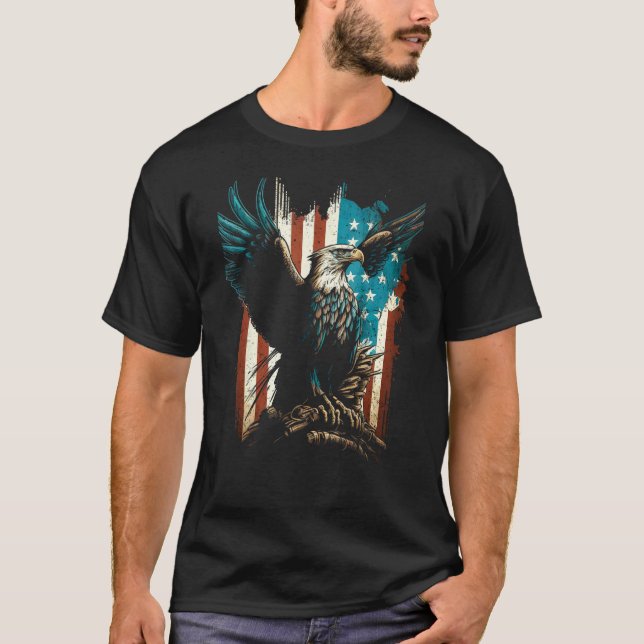 Camiseta American Bald Eagle Eyes Flag Country 6 (Frente)