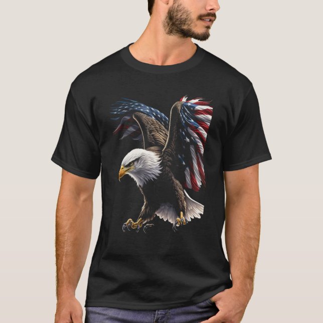 Camiseta American Bald Eagle Eyes Flag Country 8 (Frente)