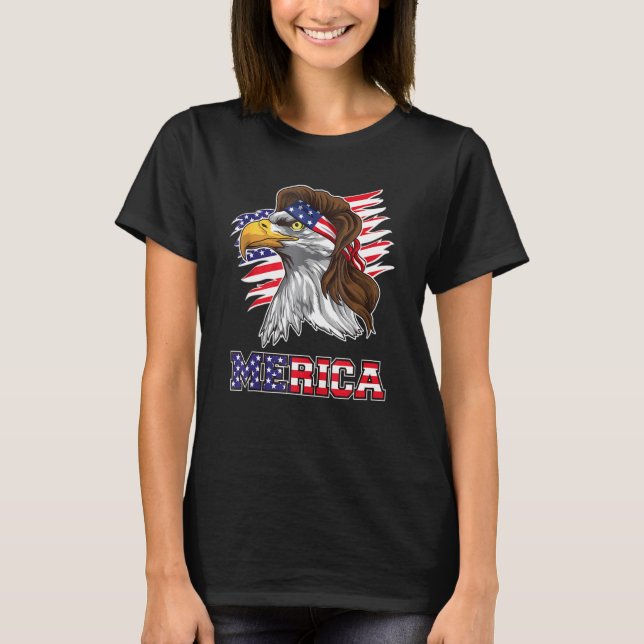 Camiseta American Bald Eagle Mullet 4 De Julho Funny Usa P (Frente)