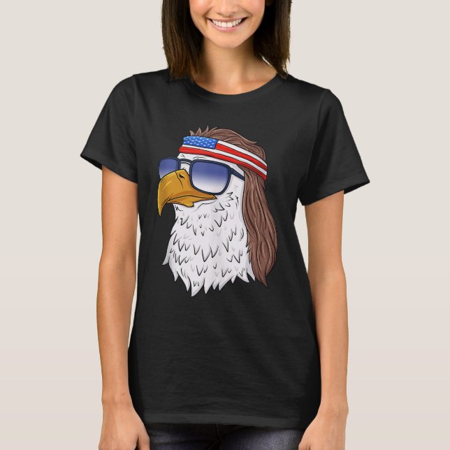 Camiseta American Bald Eagle Mullet 4 de julho Funny USA P (Frente)
