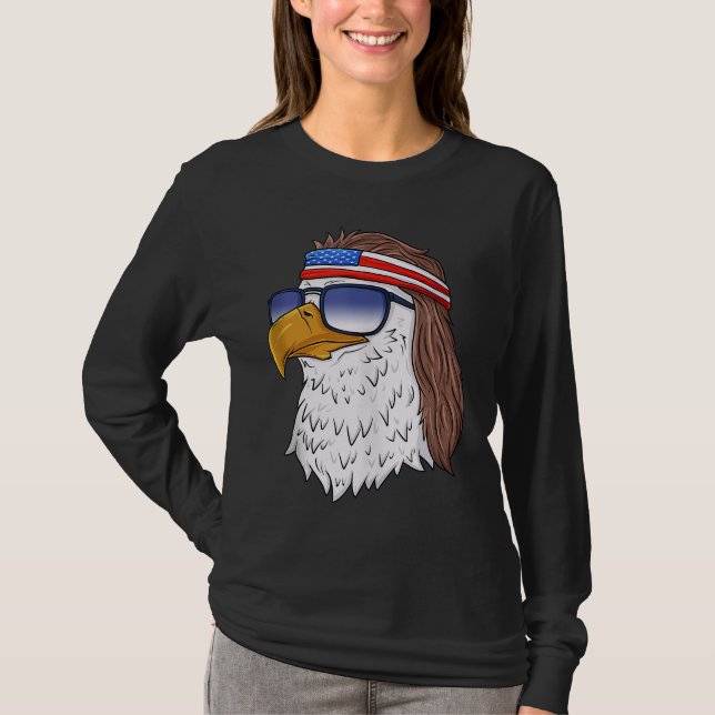 Camiseta American Bald Eagle Mullet 4 de julho Funny USA P (Frente)