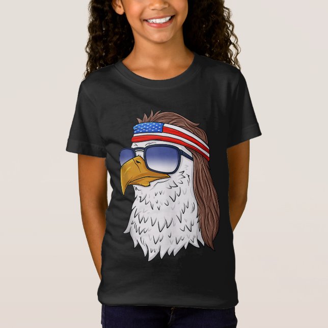 Camiseta American Bald Eagle Mullet 4 de julho Funny USA P (Frente)
