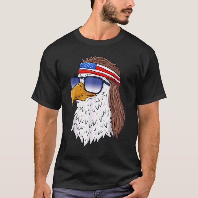 Camiseta American Bald Eagle Mullet 4 De Julho Usa Patrio (Frente)