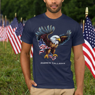 Camiseta American Bald Eagle Patriotic USA Flag 4 de julho
