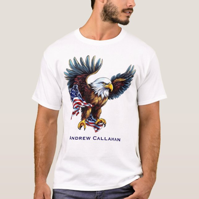 Camiseta American Bald Eagle Patriotic USA Flag 4 of July (Frente)
