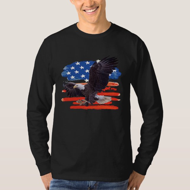 Camiseta American Bald Eagle USA Flag  4th of July Eagle Fl (Frente)