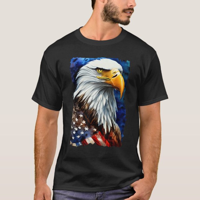 Camiseta American Bald Eagle USA Flag Freedom Men Women Pat (Frente)