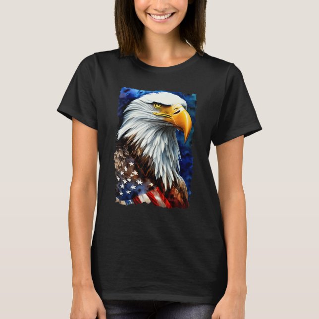 Camiseta American Bald Eagle USA Flag Freedom Men Women Pat (Frente)