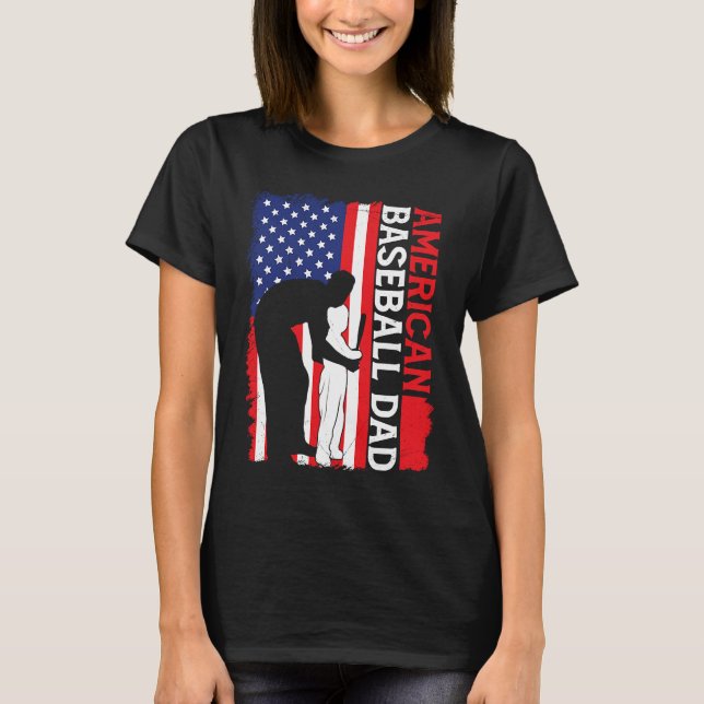 Camiseta American Baseball Dad Father's Day Baseball For Me (Frente)