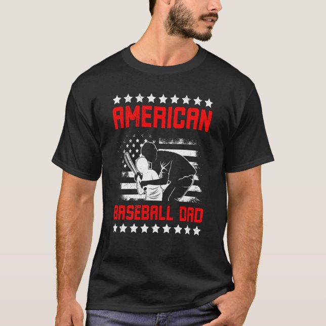 Camiseta American Baseball Dad Father's Day Baseball For Me (Frente)