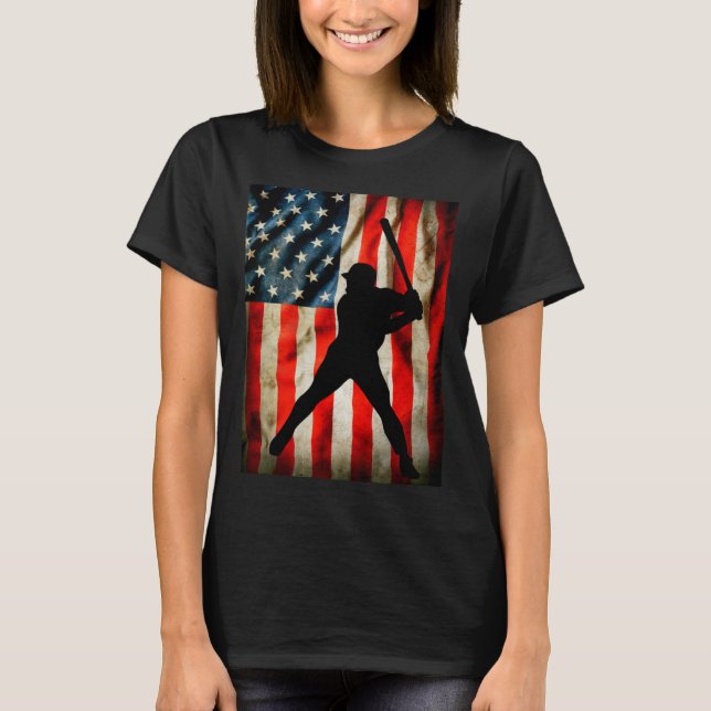 Camiseta American Baseball player and USA flag patriotic co (Frente)