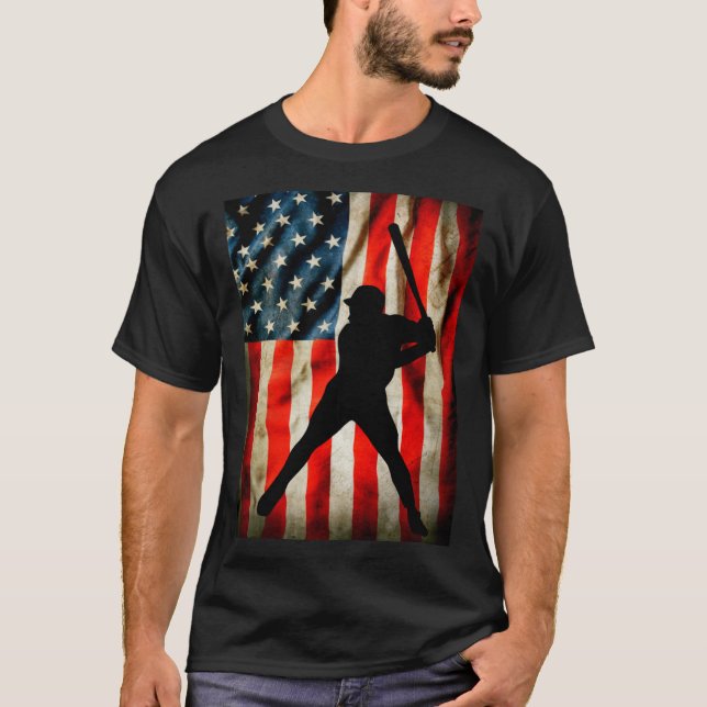 Camiseta American Baseball player and USA flag patriotic co (Frente)