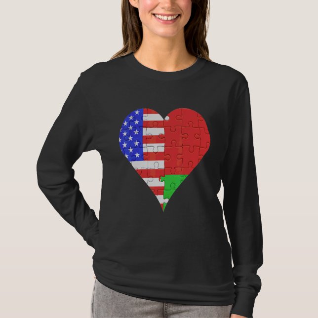 Camiseta American Belarusian Flag Heart (Frente)
