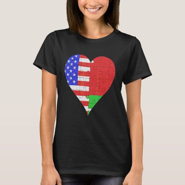 Camiseta American Belarusian Flag Heart (Frente)