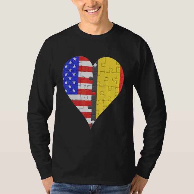 Camiseta American Belga Flag Heart (Frente)