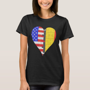 Camiseta American Belga Flag Heart